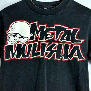 Metal Mulisha Skull Helmet Mens Small Black Tee Shirt Licensed Red White Text